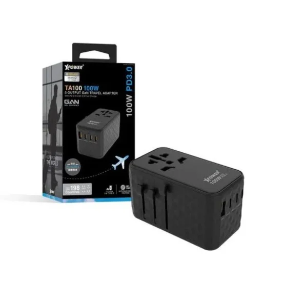 Xpower Ta100B 5 Output 100W Pd/Pps Gan Travel Adapter - Black